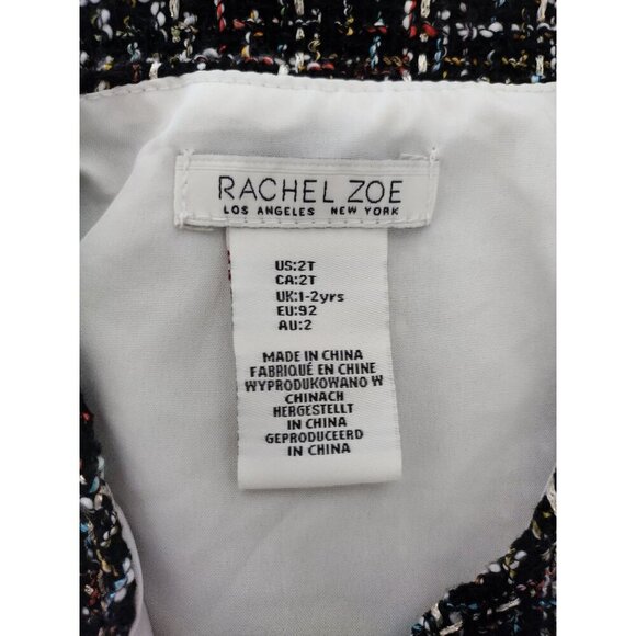 Rachel Zoe Toddler Girls Tweed A-Line Dress W/ Bow & Gold Button Accents Size 2T - Picture 3 of 9